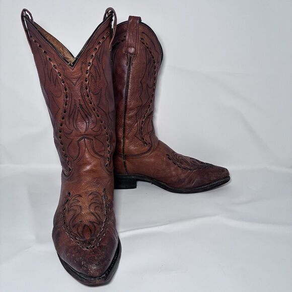 Dan Post Mens Size 9EW DP26644 VTG Phoenix Brown Leather Western Cowboy Boots